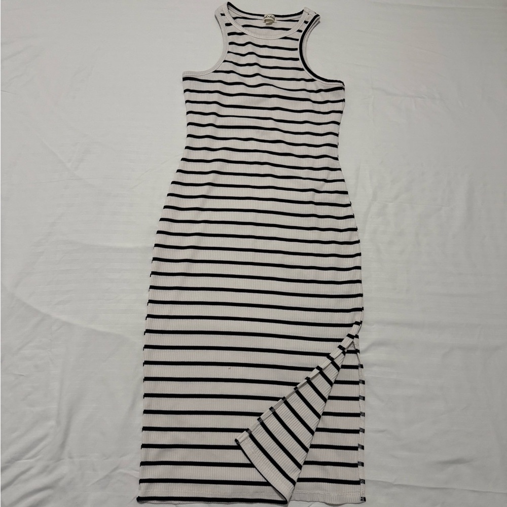 Striped Black and White Sleeveless Dress Size Medium